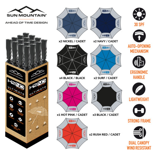 Sun Mountain H2NO Umbrellas (30SPF) Bulk Box of 16