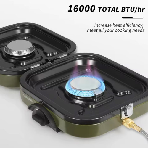 Naturehike - Double Burner Folding Gas Stove - Army green - CE Version