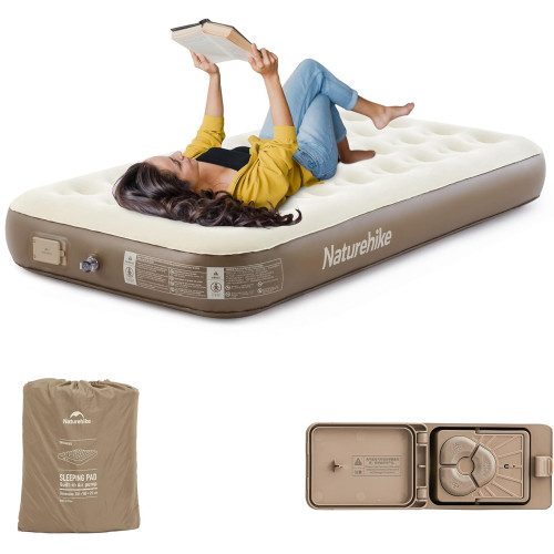 Naturehike - Built-in Pump Inflatable Single Bed - Brown
