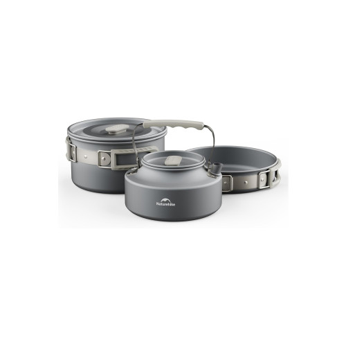 Naturehike - Wild trekking Aluminium Alloy Pot Set - Set for 2-4 People (1.7L Pot + 7" Frying Pan + 0.8L Kettle)