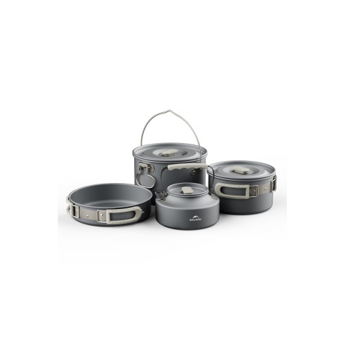 Naturehike - Wild trekking Aluminium Alloy Pot Set - Set for 2-4 people (1.7L Pot + 7" Frying Pan + 1L Pot)