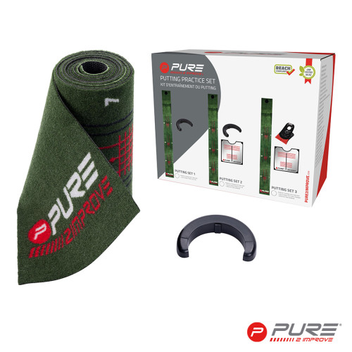 Pure2Improve Perfect Stroke Putting Mat (275 x 30cm) with Putting Cup