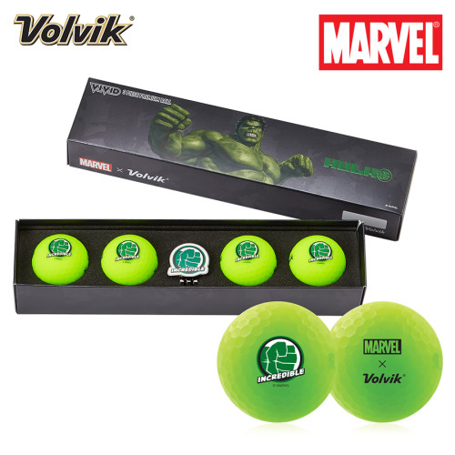 Volvik VIVID 2.0 Marvel Hulk Golf Ball & Marker Gift Set