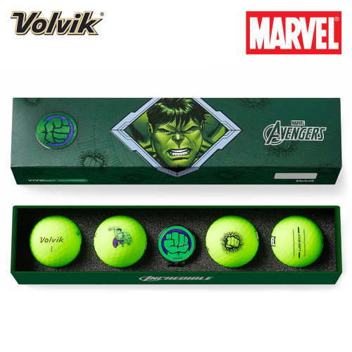 Volvik VIVID SOFT 4.0 Marvel Hulk Golf Ball & Marker Gift Set