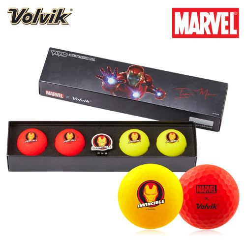 Volvik VIVID 2.0 Marvel Iron Man Golf Ball & Marker Gift Set