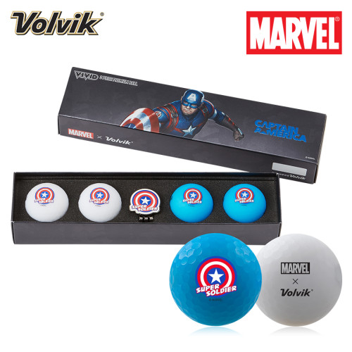Volvik VIVID 2.0 Marvel Captain America Golf Ball & Marker Gift Set